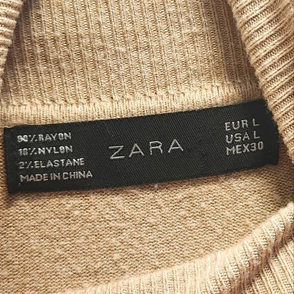 ZARA Size L Turtle-Neck Ivory, Women's Top, Long Sleeve Pullover - Picture 4 of 6